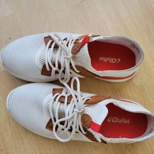 OluKai Men's White Red Brown Mesh Lace Up Sneakers Shoes Size M10 EUR 43